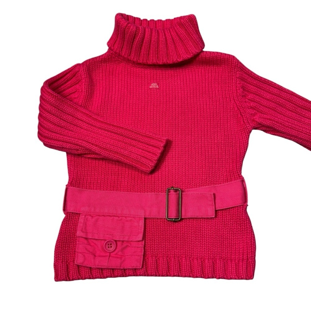 Lili Gaufrette Girls Pink High Neck Cotton Sweater Made in France Size 2 Years